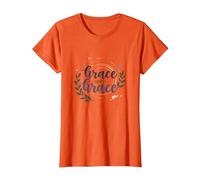 Grace Upon Grace Christian Women Inspirational Faith T-Shirt, Women, Orange, XS