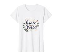 Grace Upon Grace Christian Women Inspirational Faith T-Shirt, Women, White, L