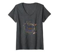 Grace Upon Grace Christian Women Inspirational Faith V-Neck T-Shirt, Women, Dark Heather Grey, XXL