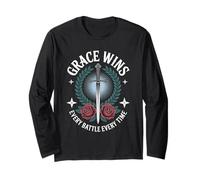 Grace Wins Every Battle Christian Streetwear Long Sleeve T-Shirt