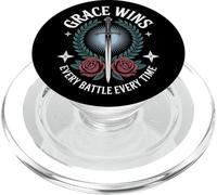 Grace Wins Every Battle Christian Streetwear PopSockets PopGrip for MagSafe