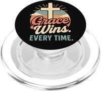 Grace Wins Every Time Christian Cross Born Again In Jesus PopSockets PopGrip for MagSafe