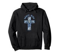 Grace Wins Floral Cross Inspirational Positive Message Pullover Hoodie