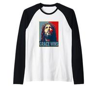 Grace Wins Jesus Christ Christian Easter Faith Hope Raglan Baseball Tee