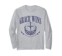 Grace Wins Vintage Religious Christian God Faith Jesus Long Sleeve T-Shirt