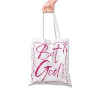 Grace Yonks But God Pink Scripture Cute Canvas Tote Bag - Christian Bible Tote for Women with Inspirational Quote for Church, Read, or Everyday Carry, 16x14 Inch(045)
