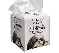Grace Yonks Cute Shih Tzu Tissue Box Cover Square, Shih Tzu Dog Cube Case for Facial Tissues, 5.2" PU Leather(029)