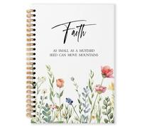 Grace Yonks Faith Bible Notebook with Floral Cover - Mustard Seed Scripture Journal for Daily Devotional and Prayer Notes - 5.8" x 8.3" with 80 Pages Lined Notebook for School, or Gifts(029)