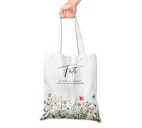 Grace Yonks Faith Quote Mustard Seed Scripture Cute Canvas Tote Bag - Christian Floral Bible Verse Tote Bag for Women and Girls, Inspirational Religious Gift for Church, 16x14 Inch(043)