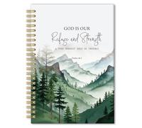 Grace Yonks Forest Bible Notebook A5 - Scripture Journal with Psalm 46:1 Verse, Nature Devotional Journal for Men and Women - 5.8" x 8.3" with 80 Pages Lined Notebook for School, or Gifts(028)