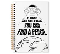 Grace Yonks Funny Alien UFO Journal Notebook, A5 Spiral Notebook, Aesthetic Composition Book for Girls, and Women, Preppy School Supplies, 5.8" x 8.3" with 80 Pages(011)