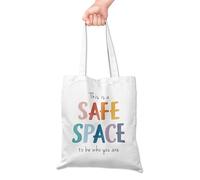 Grace Yonks Safe Space Cute Canvas Tote Bag - Inclusive Mental Health Gift Bag for Teachers, Therapists - Reusable Affirmation Tote, 16x14 Inch(035)
