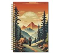Grace Yonks Travel Journal for Men - A5 Spiral Notebook with Mountain Camping Cover - Nature Adventure Writing Notebook - 5.8" x 8.3" with 80 Pages Lined Note Book for School, Work, or Gifts(022)