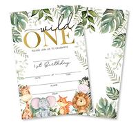 Grace Yonks Wild One Leopard Print Jungle 1st Birthday Party Invitation, 20 Invitations and Envelopes, Birthday party Invitations, Birthday Party Supplies.(060)