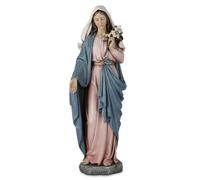 Grace4Joy Blessed Madonna Statue - 14 Inch Santa Maria with Lilies Statue Elegant Home Decor Hand Painted Renaissance Collection