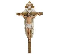 Grace4Joy Holy Trinity Wall Cross, 12.5 Inches Holy Trinity Crucifix Catholic Home Decor, Hand Painted Holy Spirit Jesus Cross for Wall Religious Housewarming Gifts