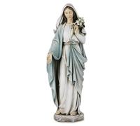 Grace4Joy Our Lady Blessed Mary Statue - Our Lady Virgin Mary Statue - Elegant Home Decoration Hand Painted Santa Maria With Lilies Renaissance Collection