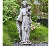 Grace4Joy Virgin Mary Statue Outdoor, 24 Inches Blessed Mother Mary Garden Statue, Rustic Saint Mary Holding Lilies Outdoor Sculpture for Home Yard Patio Lawn Hallway Decor