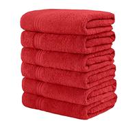 GraceAier Soft Cotton Large Hand Towels Set (Red, 6-Pack,41 x 76 Centimeter) - Multipurpose Use for Bath, Hand, Face, Gym and Spa Towels (Red, Hand Towels)