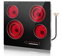 GRACEALL 60cm Electric Ceramic Hob 4 Zone, Built-in Infrared Hob 230V, 9 Power Levels, Timer, Pause, Keep Warm, Child Lock, Black Glass, Slide & Dual Ring