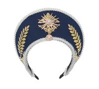 GRACEART Anne Boleyn Hat Headpiece Elizabethan Headwear Tudor Coronet Hood Hat Style-4(dark blue)