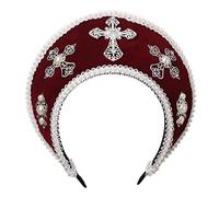 GRACEART Anne Boleyn Hat Headpiece Elizabethan Headwear Tudor Coronet Hood Hat (Style-6(dark red))