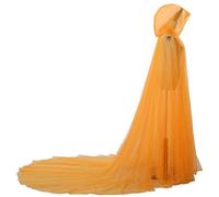 GRACEART Bridal Hooded Cloak Cape Long Back Wedding Tulle Elf Robe Chapel Veil Mantilla