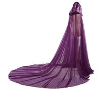 GRACEART Bridal Hooded Cloak Cape Long Back Wedding Tulle Elf Robe Chapel Veil Mantilla