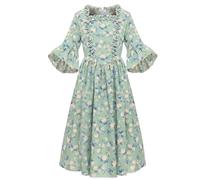 GRACEART Colonial Girls Dress Pioneer Costume Prairie Pilgrim Dress Kids Green