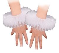 GRACEART Elizabethan Wrist Ruffs Ruffled Cuff Arm Bands (White)(Size: One Size)