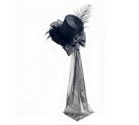 GRACEART Gothic Lolita Mini Top Hat for Women Steampunk Hair Accessories Headwear Hair Clip With Tulle Feather Lace Bow