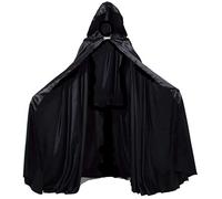GRACEART Hooded Cloak Bridal Cape Full Length Satin Robe Halloween Cosplay Costume 136cm for Unisex Adults (Black)