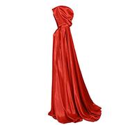 GRACEART Hooded Cloak Bridal Cape Full Length Satin Robe Halloween Cosplay Costume 136cm for Unisex Adults (Red)