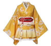 GRACEART Japanese Kimono Anime Cosplay Costume Halloween Fancy Dress Cherry Blossoms Pattern Robe with Frill Skirt for Girls and Women