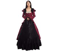 GRACEART Lolita Victorian Lace-Up Slim Dress Bustle Vintage Reenactment Costume Ball Gown Gothic Punk Full Dress (XL) Black