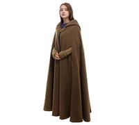 GRACEART Medieval Cosplay Robe Cloak Wool Blend Hooded Cape (Army Green)(Size: One Size)