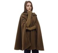 GRACEART Medieval Cosplay Robe Cloak Wool Blend Hooded Poncho Cape (Army Green)