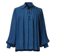 GRACEART Medieval Poet's Pirate Oversized Shirt Renaissance Festival Outfit Casual Wear Tops for Men or Women Light Blue