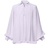 GRACEART Medieval Poet's Pirate Oversized Shirt Renaissance Festival Outfit Casual Wear Tops for Men or Women White