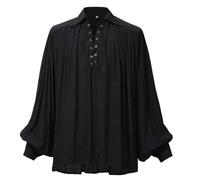 GRACEART Medieval Poet's Pirate Oversized Shirt Renaissance Festival Outfit Casual Wear Tops for Men or Women Black
