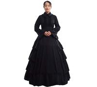 GRACEART Medieval Renaissance Victorian Gothic Ball Gown Dress for Women Vintage Long Cosplay Halloween Retro Cosutume(L) Black