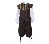GRACEART Men's Medieval Renaissance Fancy Dress Cosplay Costume Outfit (L, Coffee)