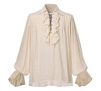 GRACEART Men's OR Women's Medieval Nordic Shirt Pirate Renaissance Captain Victorian Top Outfit