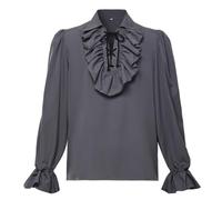 GRACEART Mens Pirate Shirt Ruffle Colonial Shirt Renaissance Poet Frilly Shirt Steampunk Vampire Gothic Costume Grey