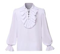 GRACEART Mens Pirate Shirt Ruffle Colonial Shirt Renaissance Poet Frilly Shirt Steampunk Vampire Gothic Costume