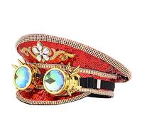 GRACEART Music Festival Burning Man Hat Sequin Military Captain Top Hat Adults Steampunk Headwear Cap (style02)