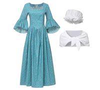 GRACEART Pioneer Colonial Woman Costume Dress (18, Blue)