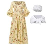 GRACEART Pioneer Colonial Woman Costume Dress (18, Yellow)