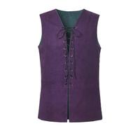 GRACEART Renaissance Men's Lace-Up Suede Leather Reversible Vest Medieval Pirate Gothic Waistcoat(Only Vest)