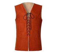 GRACEART Renaissance Men's Lace-Up Suede Leather Reversible Vest Medieval Pirate Gothic Waistcoat(Only Vest)